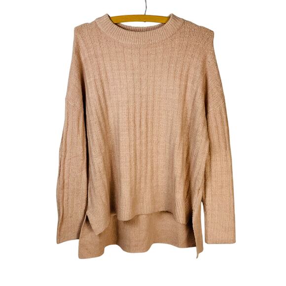 French Connection Rose Pink High Low Hem Rib Knit Oversized Sweater NWT Size L - Picture 1 of 6